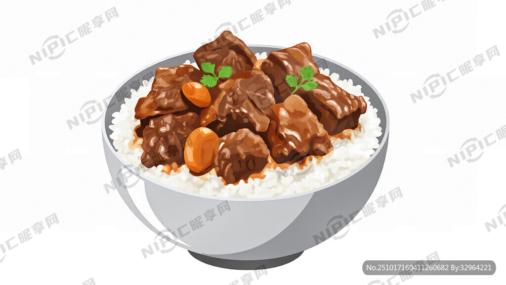 红烧牛腩饭插画