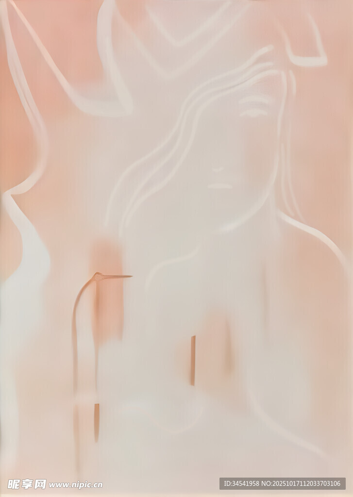 抽象淡粉笔触艺术画作