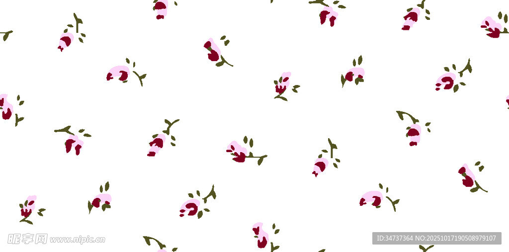 碎花樱桃花卉图案无缝背景