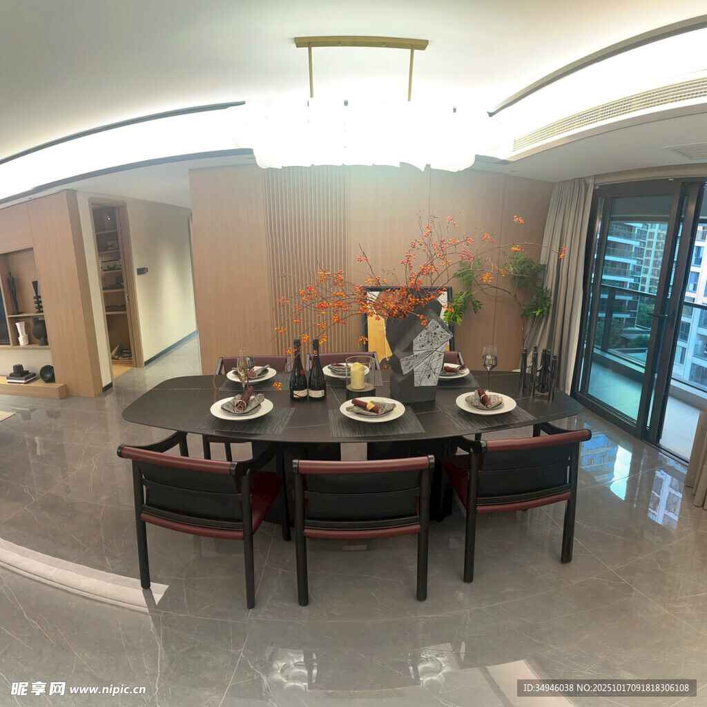 现代中式风格餐厅室内场景