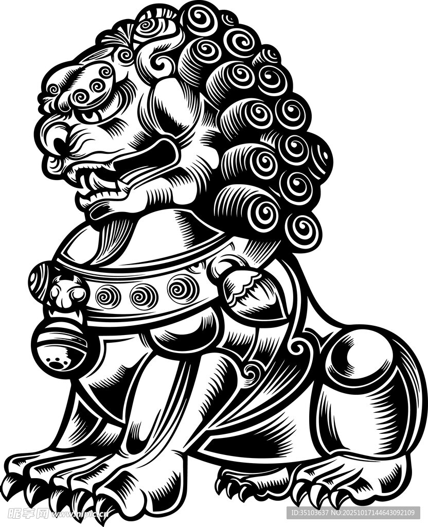 传统中式石狮子图案