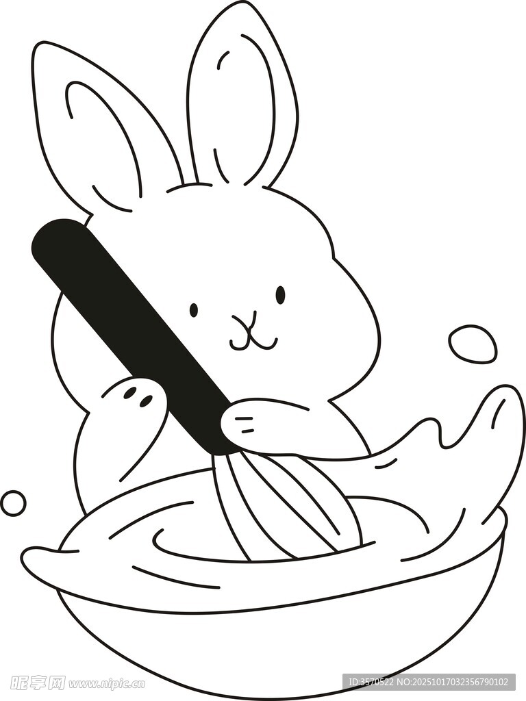 兔子搅拌食材的可爱瞬间