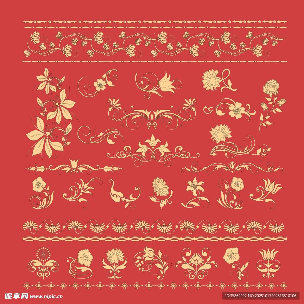金色花卉花纹
