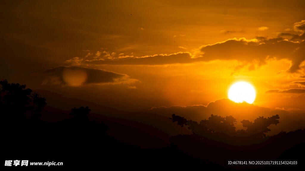 夕阳西下壮美落日景观