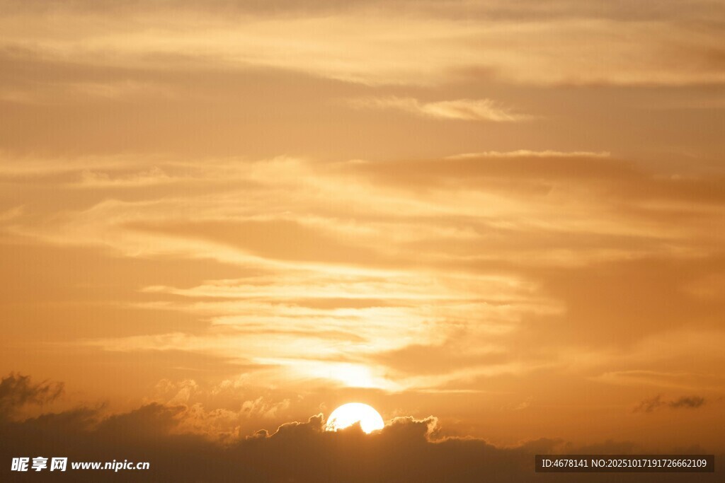 夕阳西下的美丽天际线