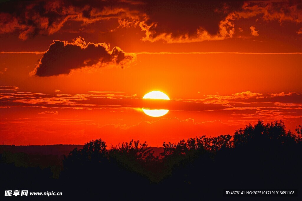 夕阳西下的壮丽天空景观