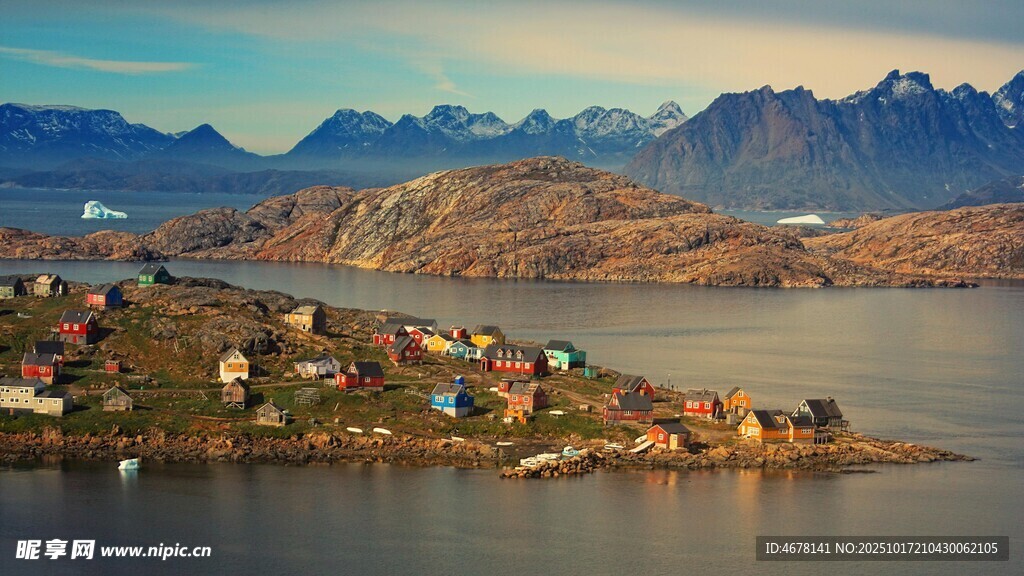 挪威峡湾彩色渔村美景