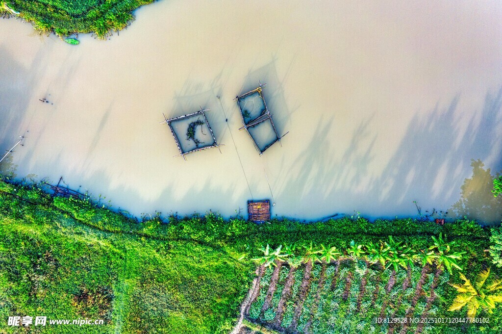 空中俯瞰田园中的建筑