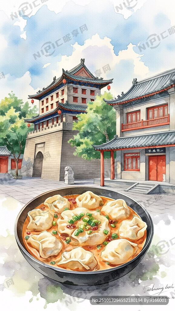 西安美食手绘