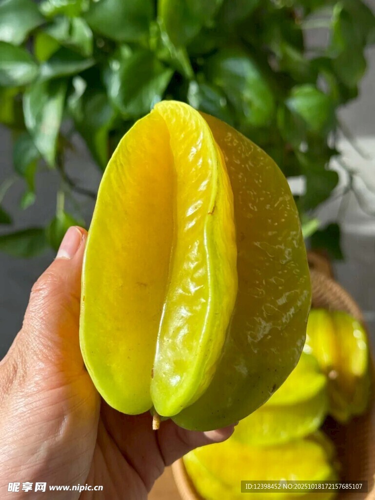 手捧切开的新鲜杨桃