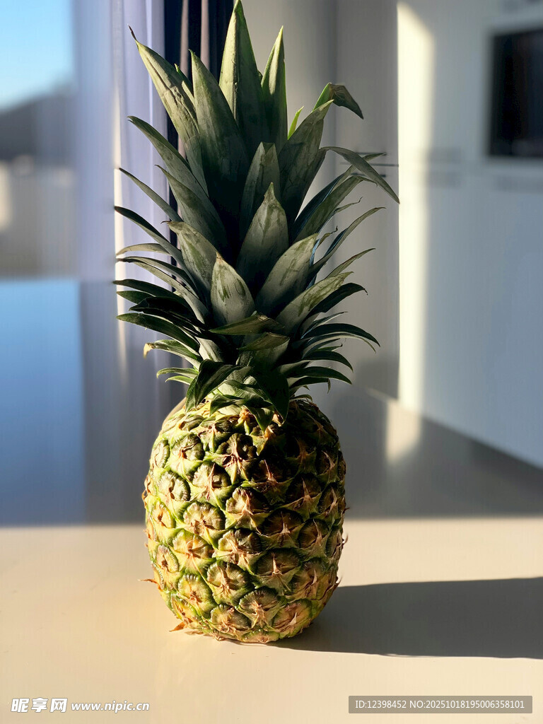 桌上的新鲜菠萝