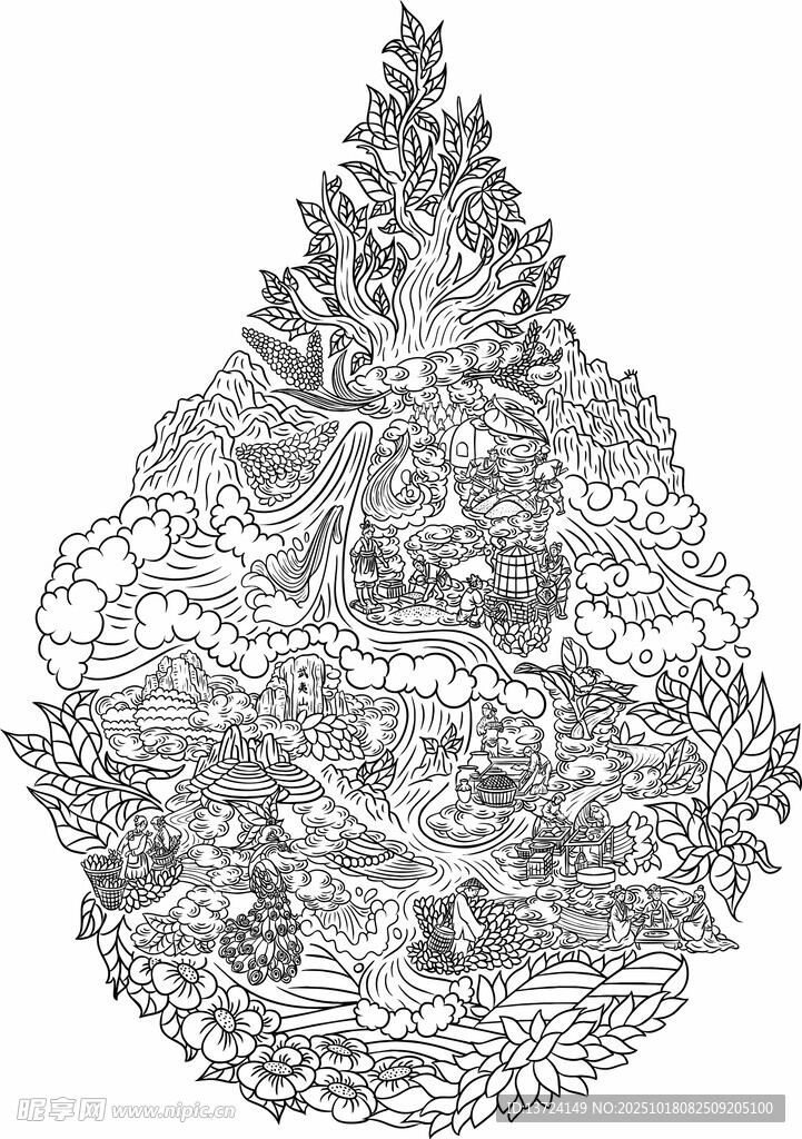 手绘茶水