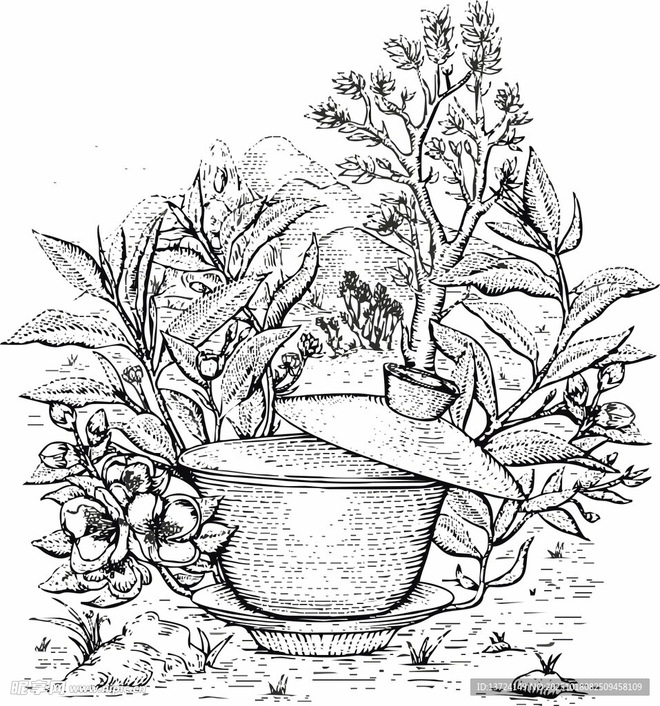 手绘茶碗