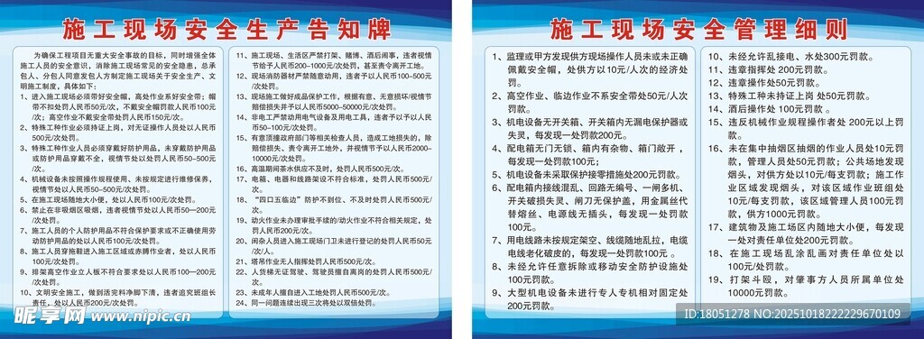 施工现场安全管理细则告示牌