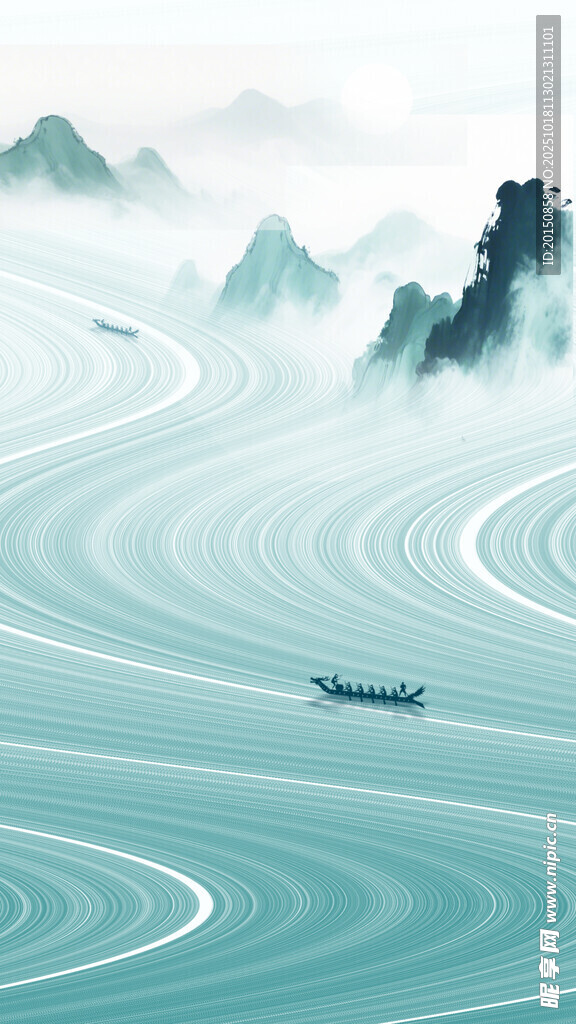 抽象线条流动龙舟端午节背景