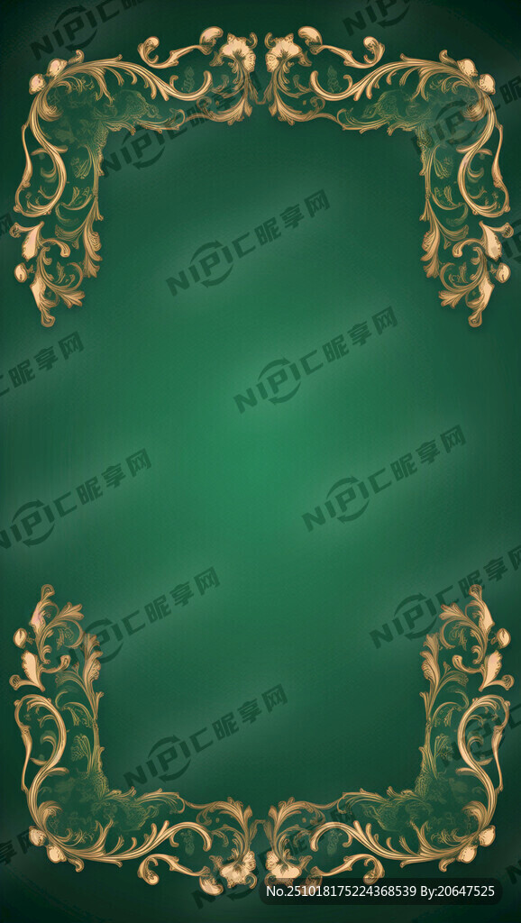 墨绿亮金古典霸气花纹边框矢量图