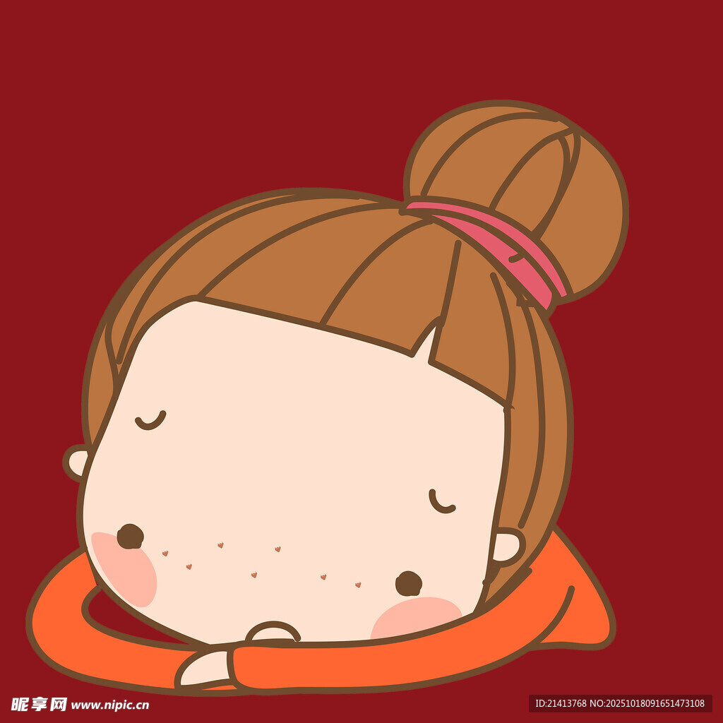 趴着的可爱卡通小女孩