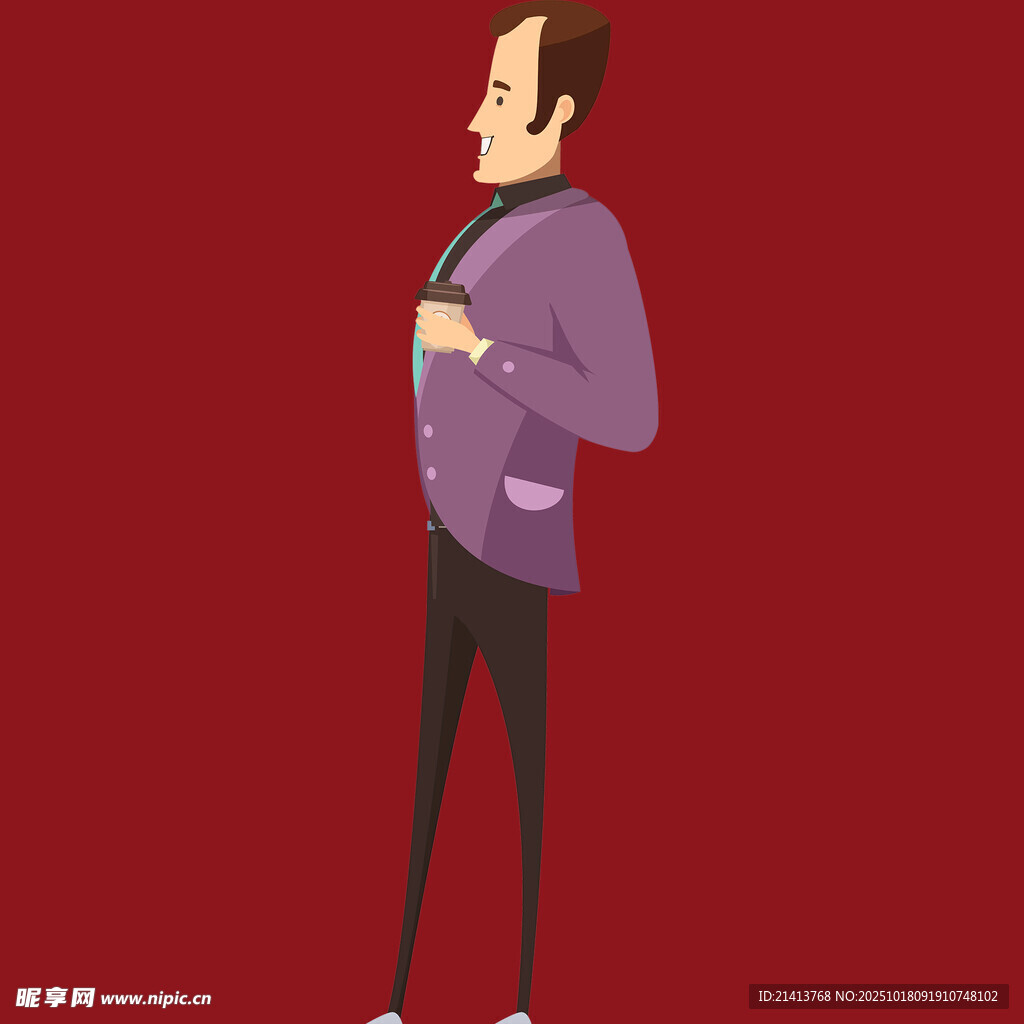 身着紫色外套的时尚男子