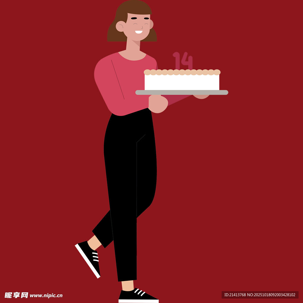 女子端蛋糕庆祝时刻