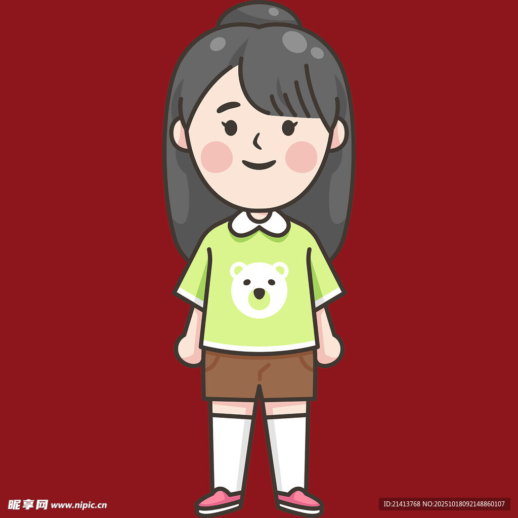 穿小熊T恤的可爱女孩