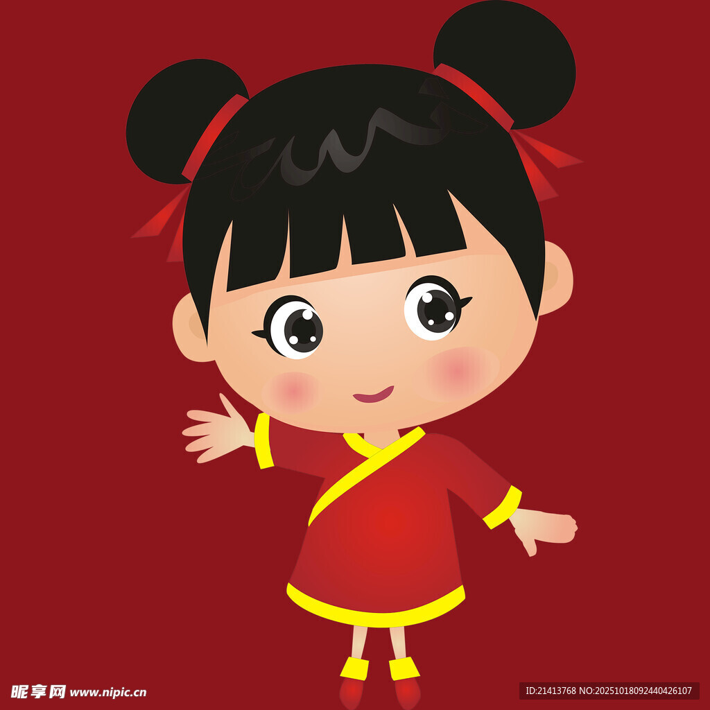 红衣萌娃俏皮可爱