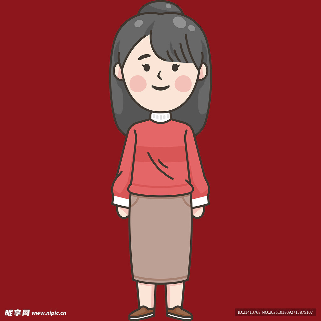 穿红衣的卡通女孩形象