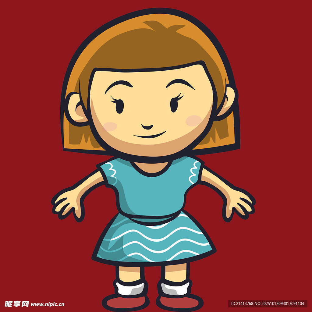 可爱卡通小女孩站立形象