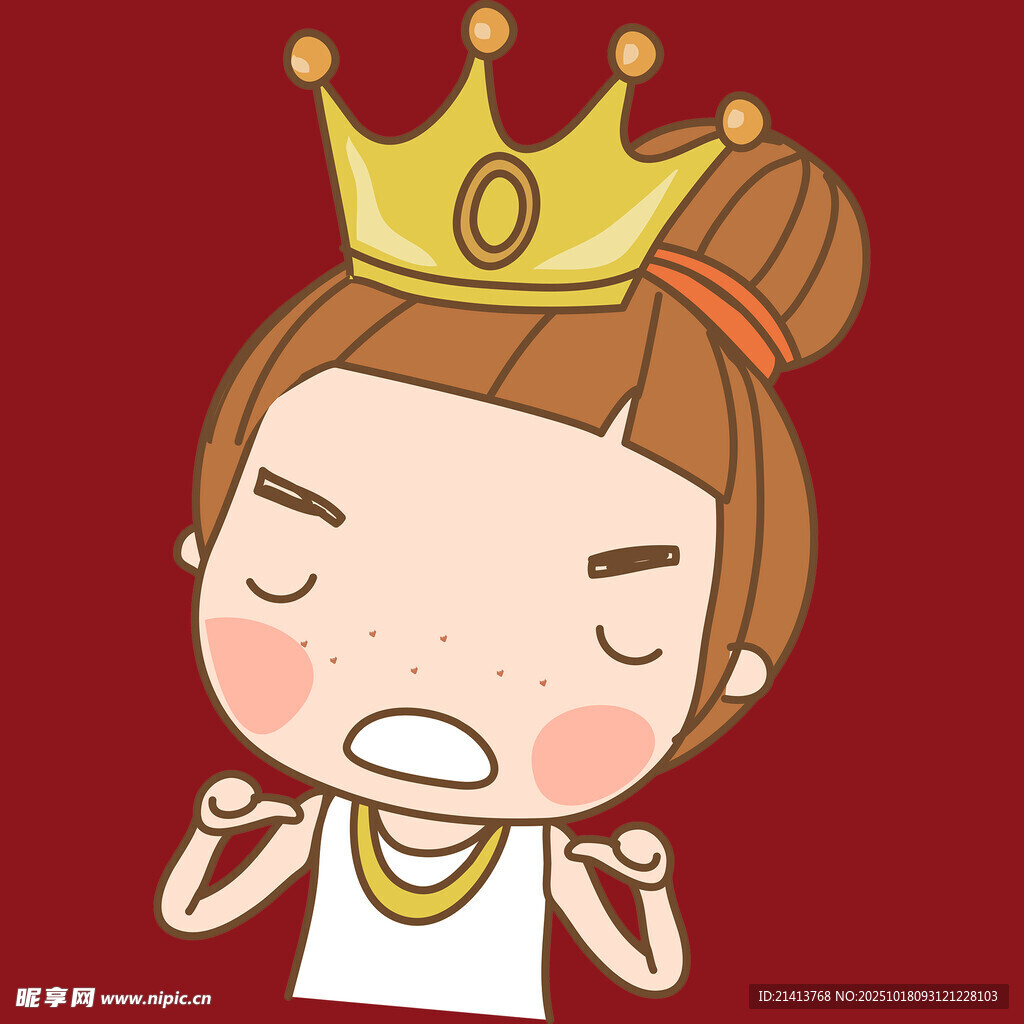 戴皇冠嘟嘴的可爱女孩