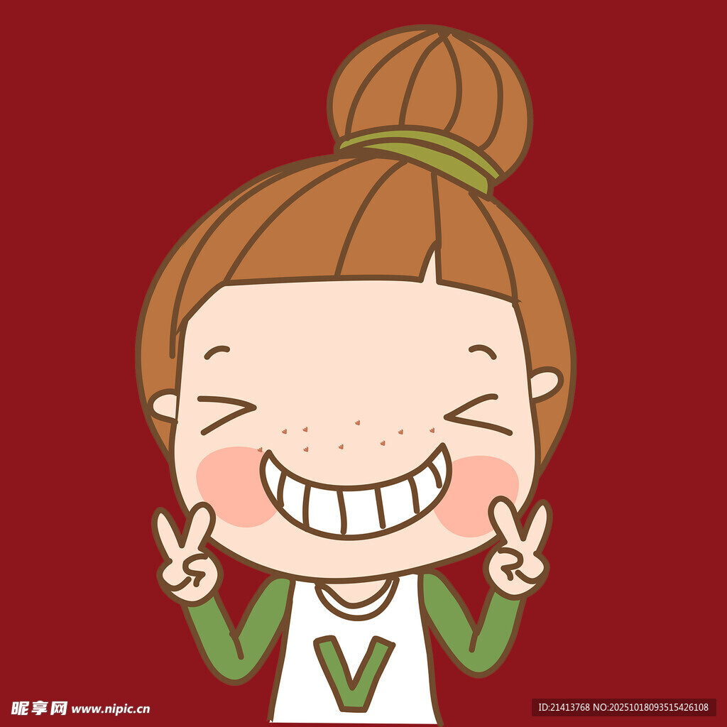 俏皮女孩比耶露灿烂笑容