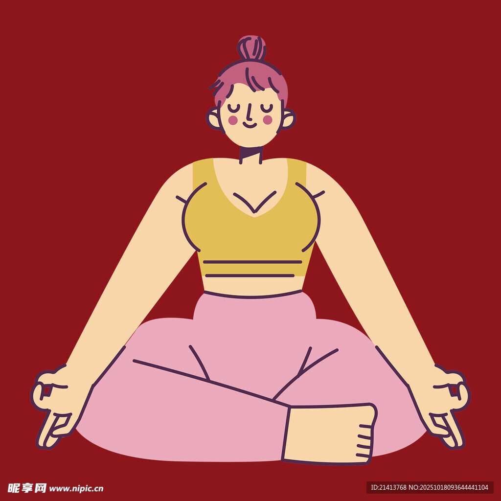 女子静坐冥想练瑜伽