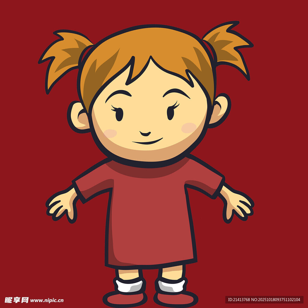 红衣双马尾小女孩形象