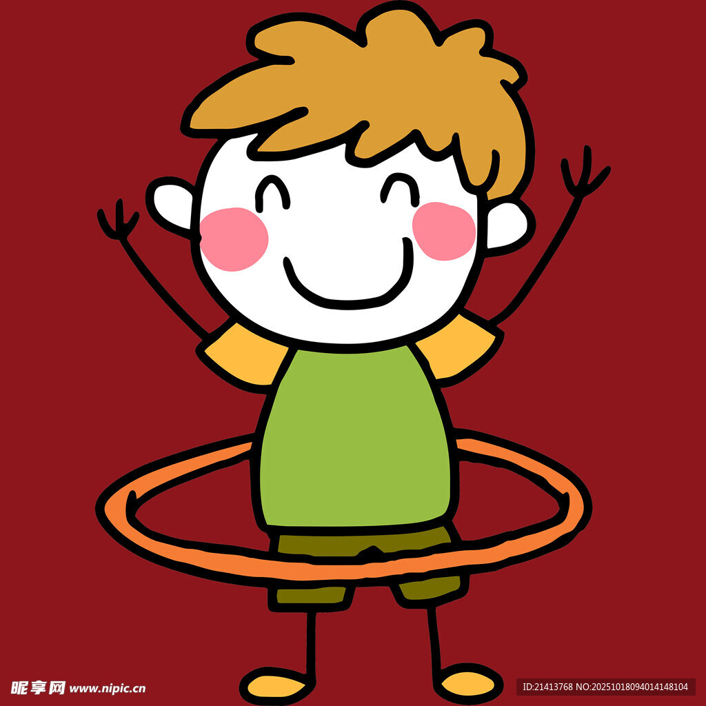 小孩开心玩呼啦圈
