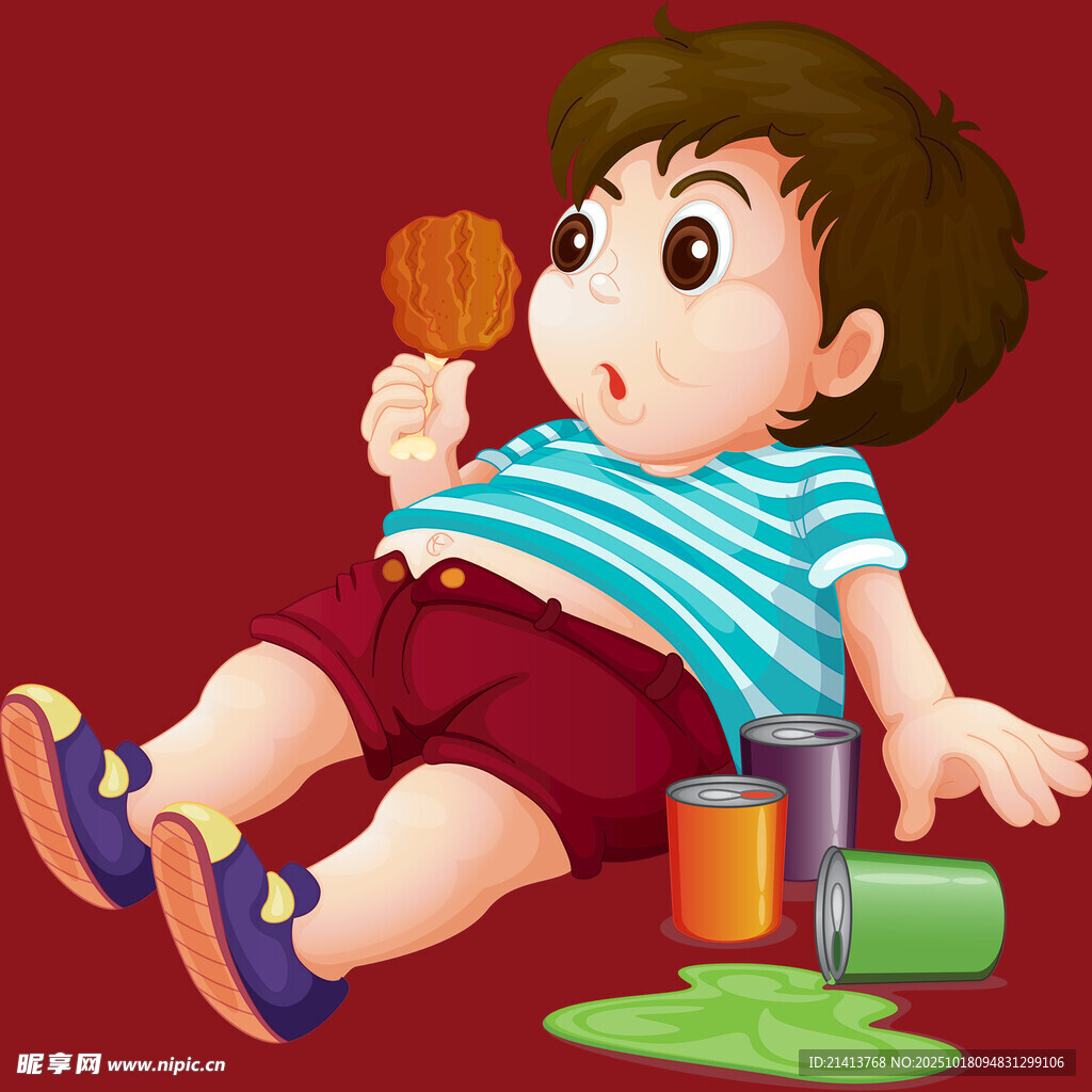 小男孩吃冰淇淋弄洒颜料