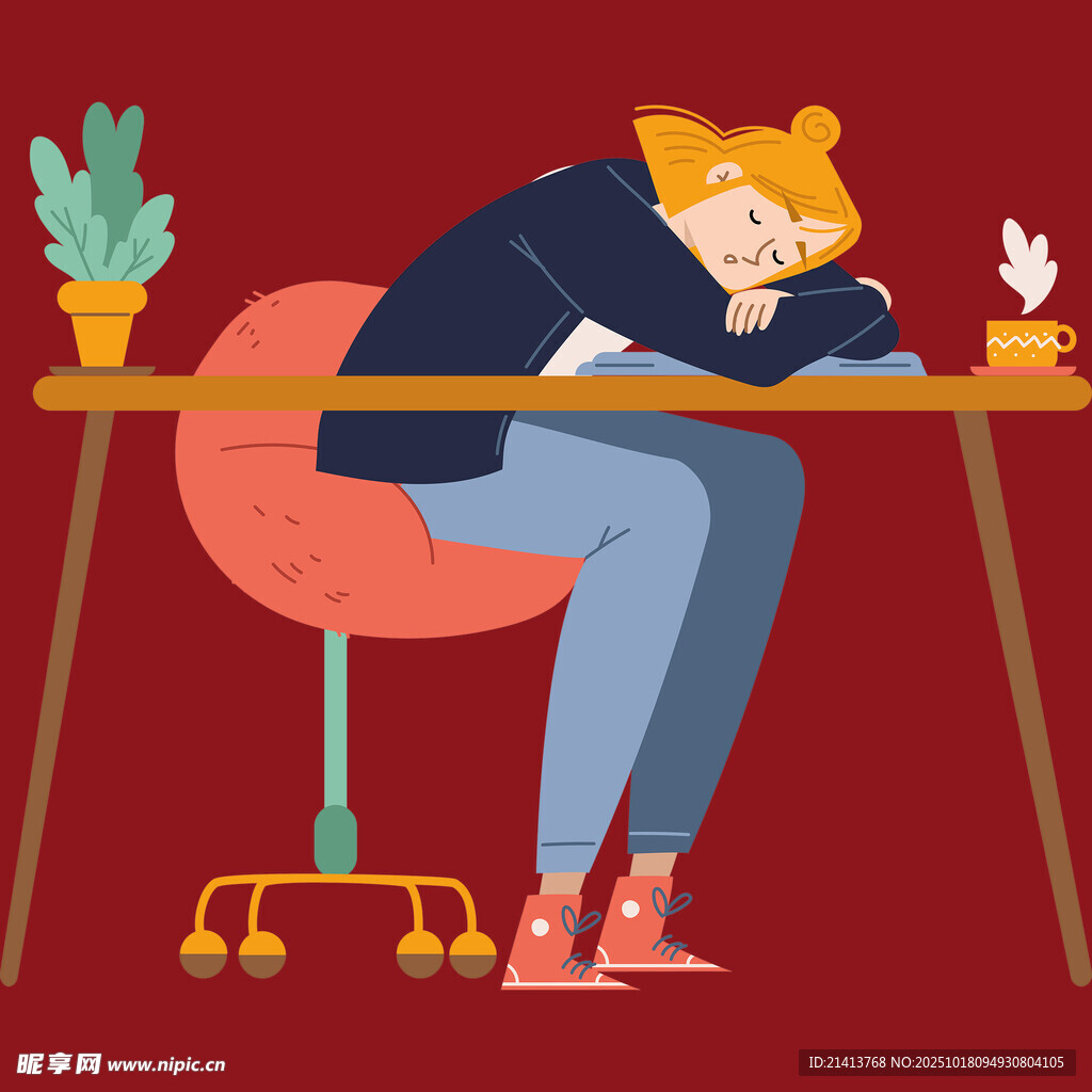 疲惫上班族趴在桌上小憩