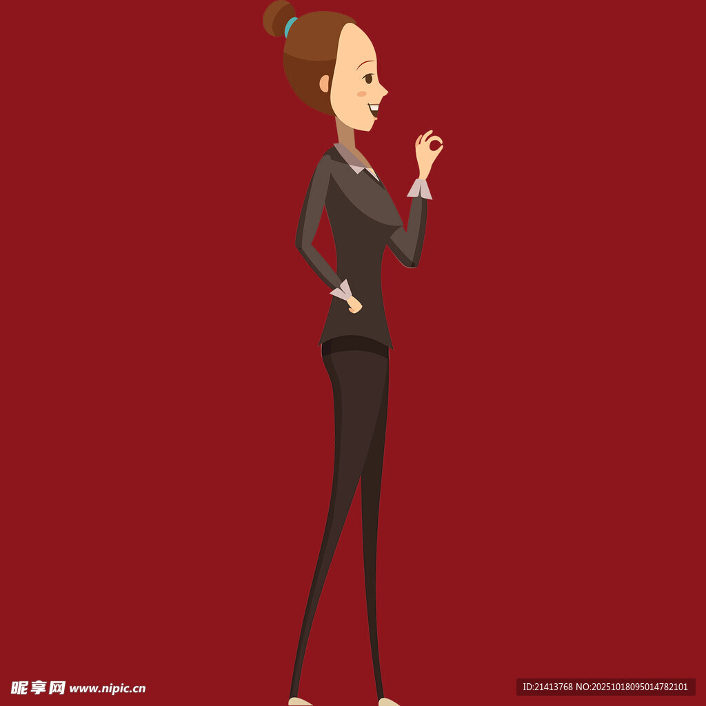 时尚黑衣女性优雅姿态