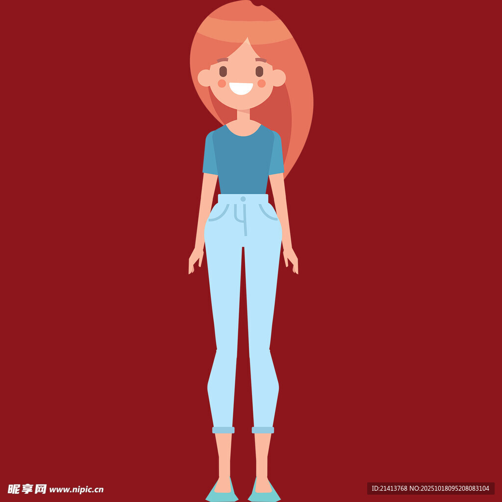 站立的时尚红发女孩