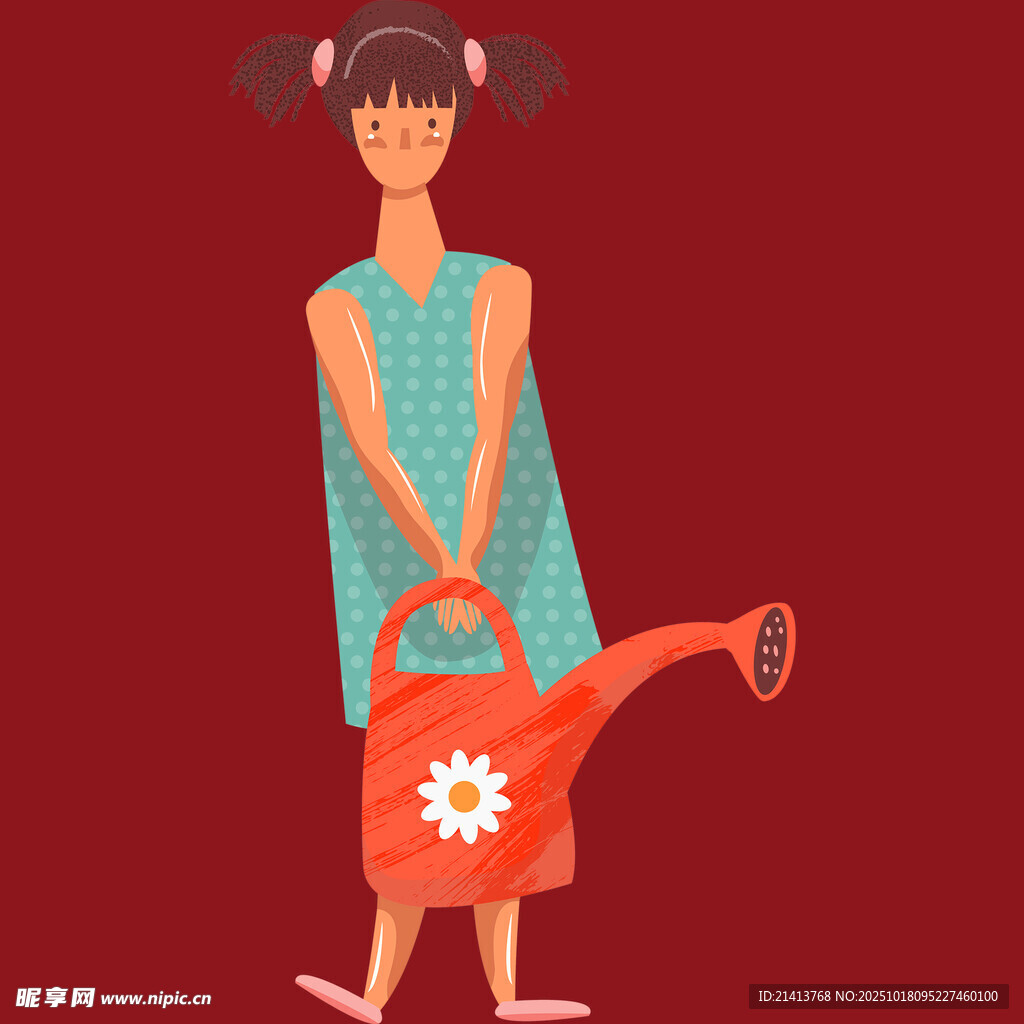 手持喷壶的可爱女孩