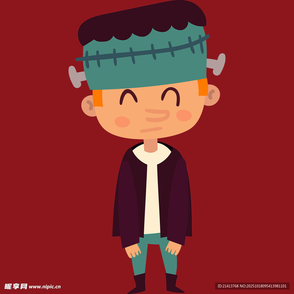 卡通版科学怪人小男孩