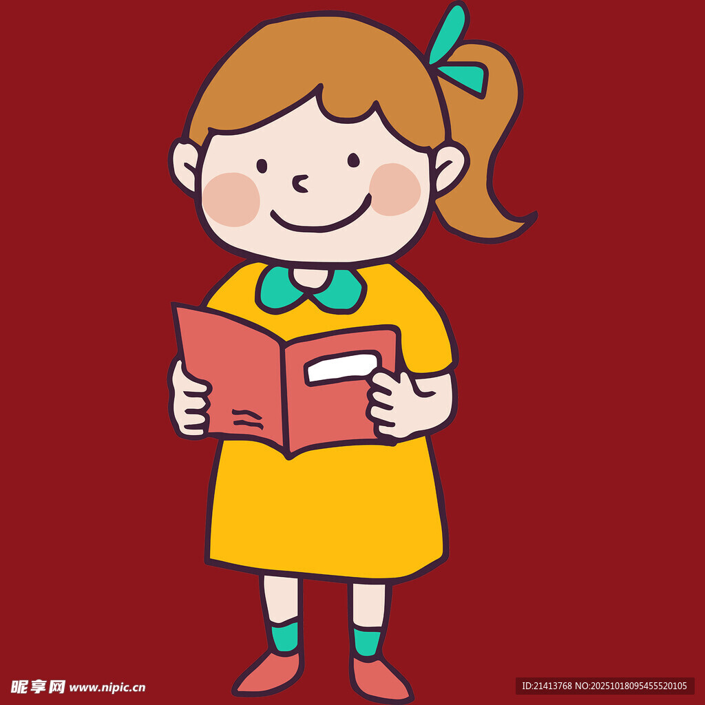 小女孩专注阅读书籍