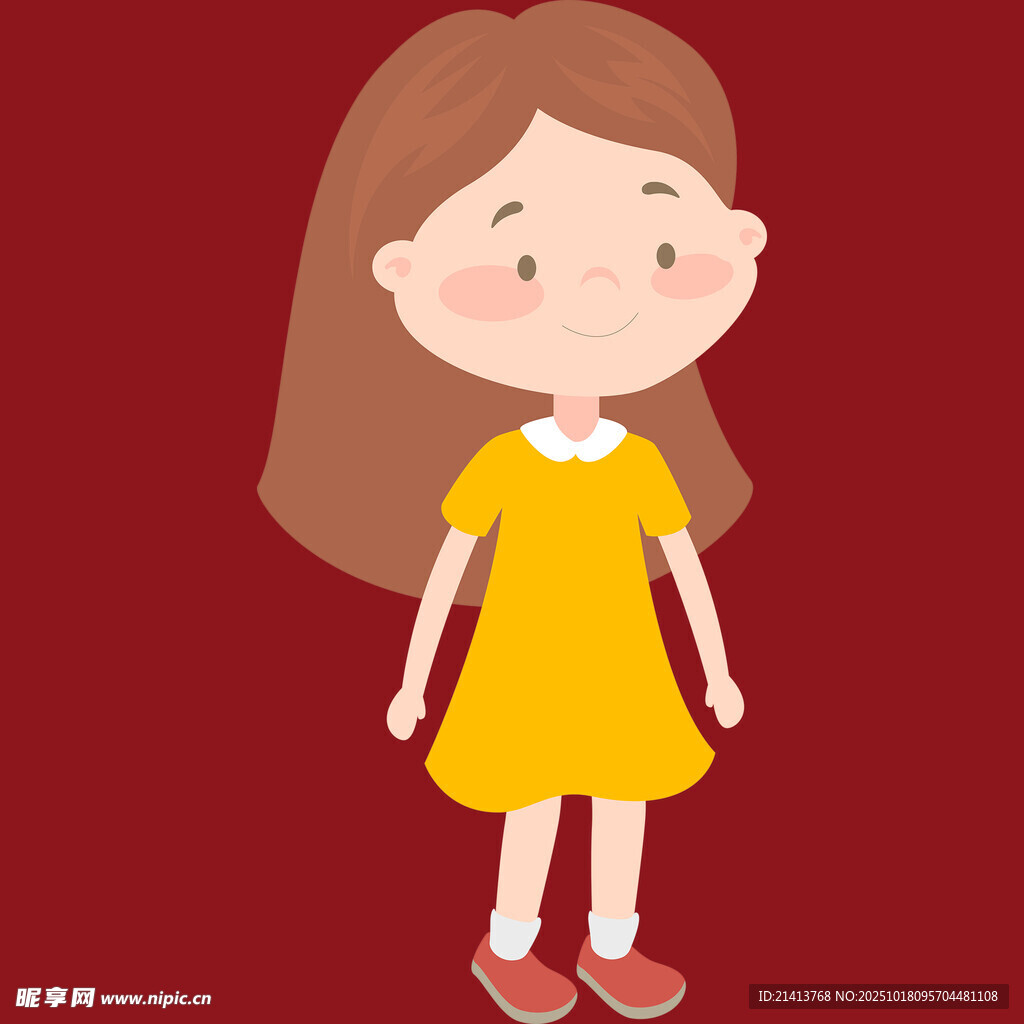 穿黄裙的可爱小女孩
