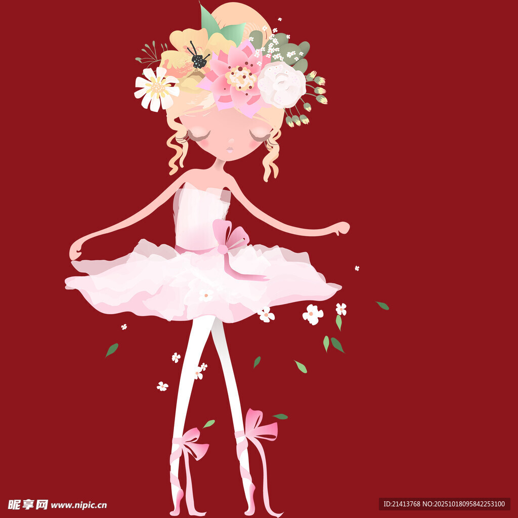 花饰芭蕾女孩梦幻起舞