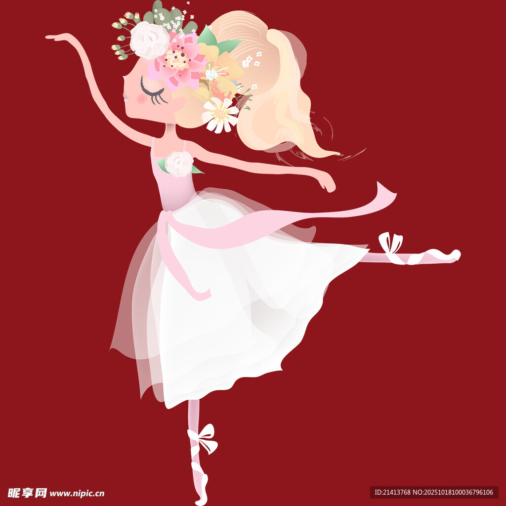 红衣芭蕾少女翩翩起舞