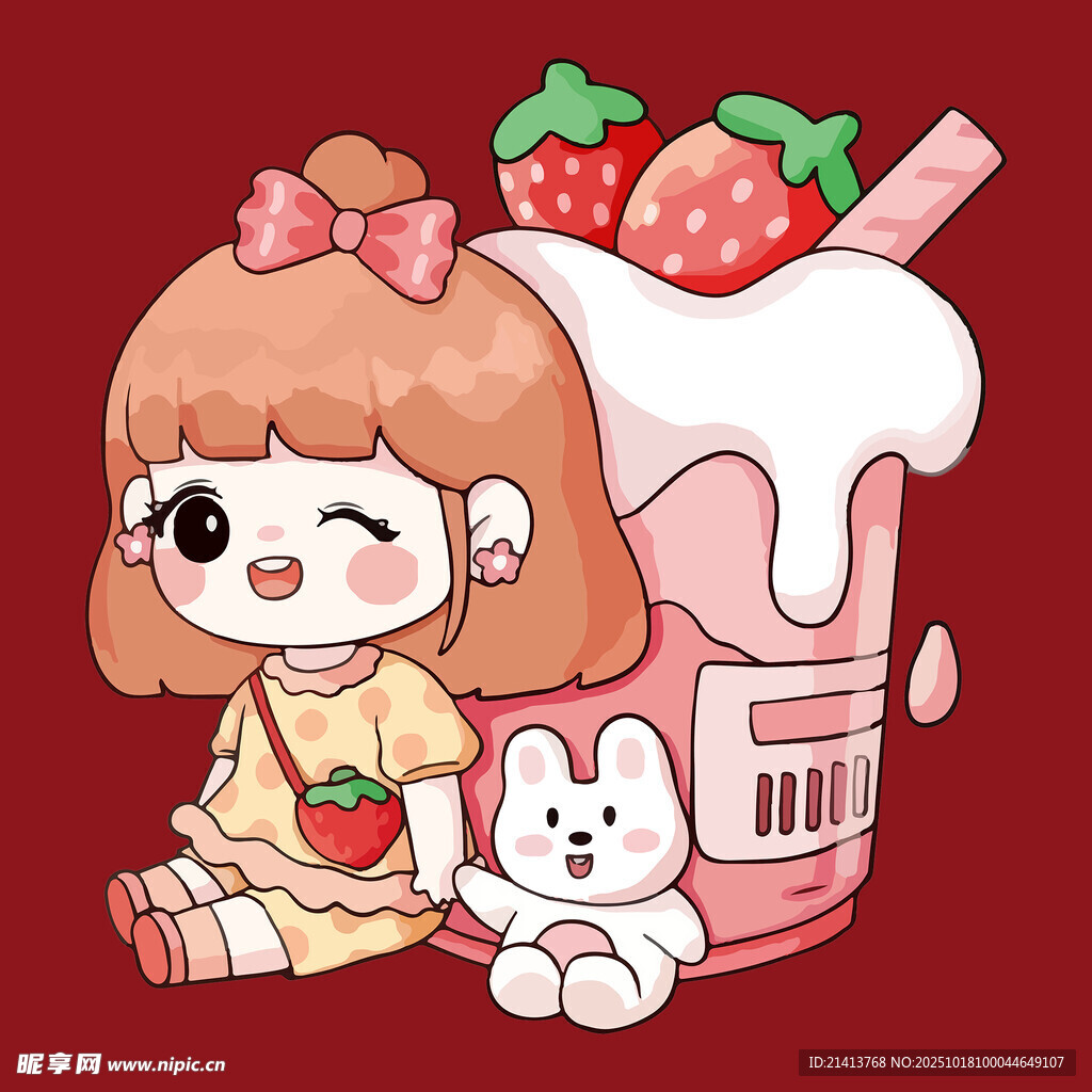 草莓女孩与可爱玩偶