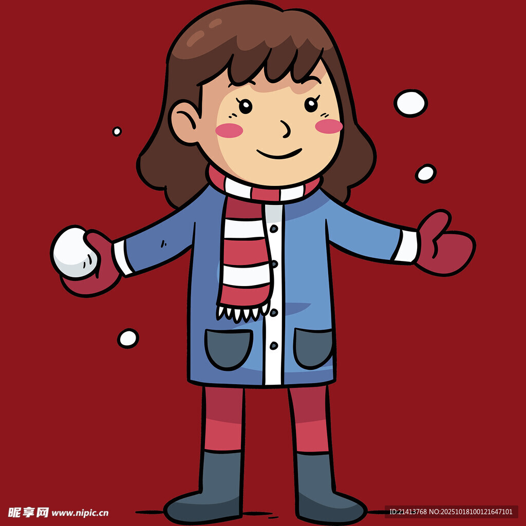 冬日女孩开心玩雪