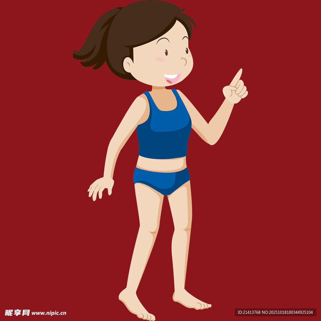 穿泳衣的可爱小女孩
