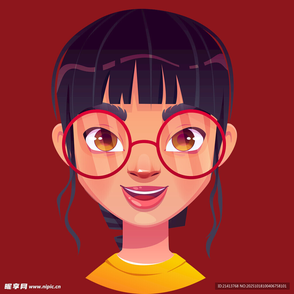 戴眼镜的可爱女孩头像