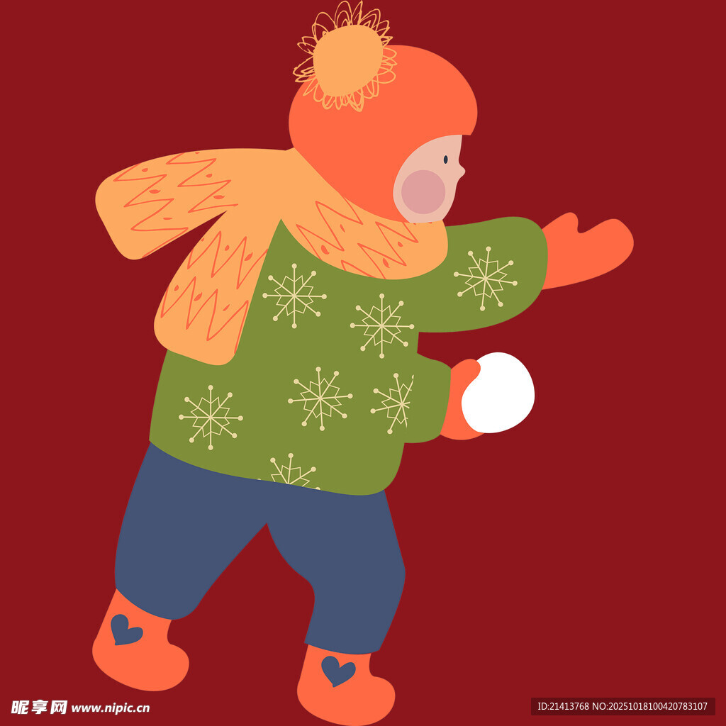 冬日孩童快乐玩雪球