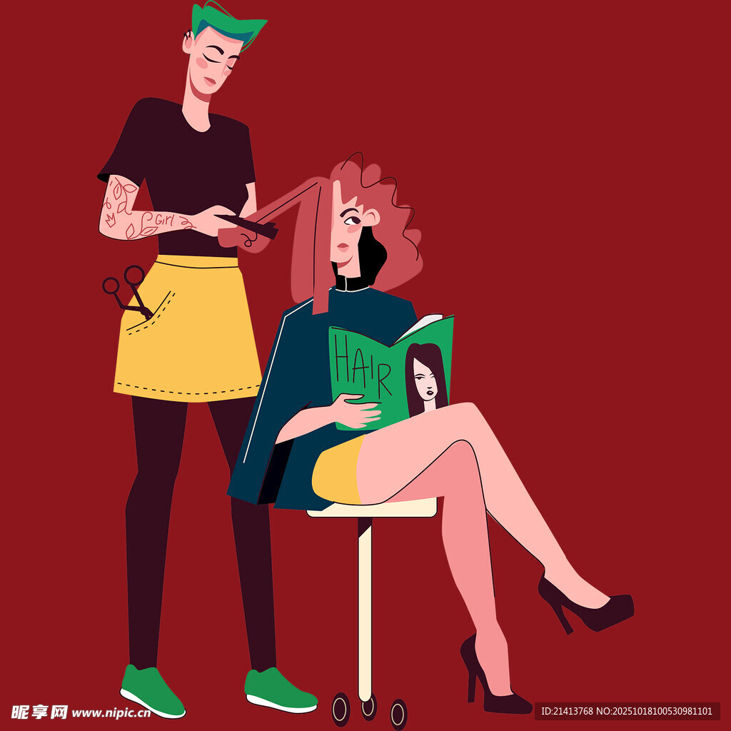 时尚造型师为女士做造型