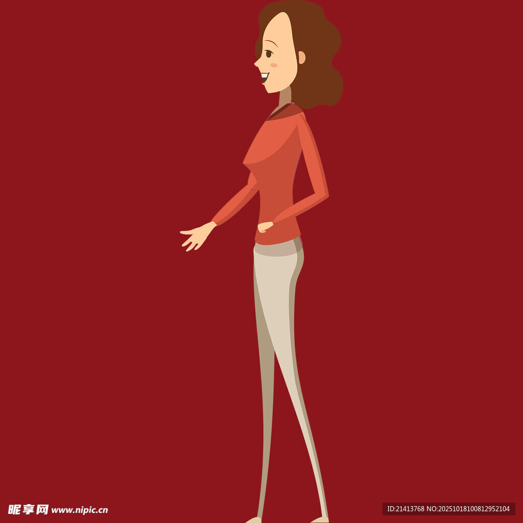 红衣女士优雅手势示意