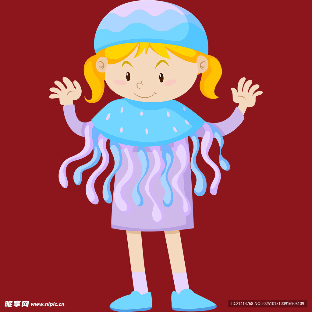 穿着水母服装的可爱女孩
